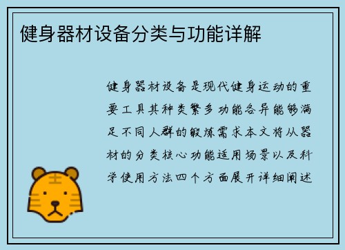 健身器材设备分类与功能详解
